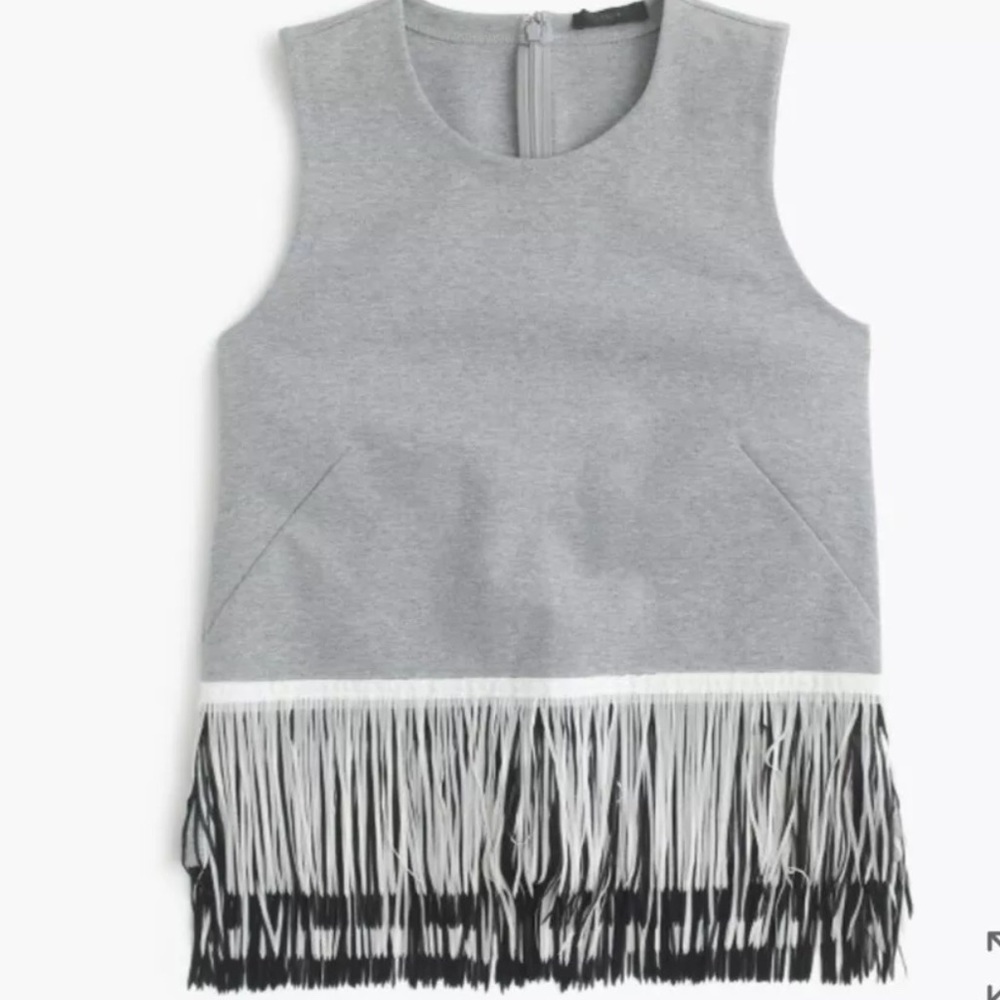 J. Crew sleeveless knit with fun fringe top L